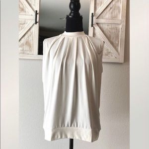 Pleated Mock Neck Sleeveless Top